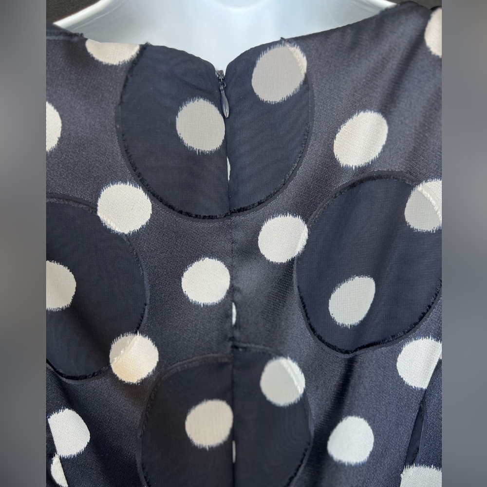 π π NWT ADRIANNA PAPELL Navy & White Polka Dot Fit & Flare Dress | Size 4 - Picture 7 of 12
